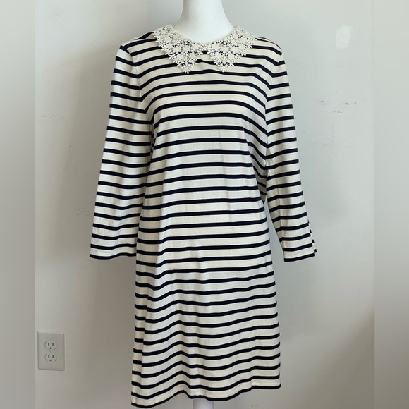 Kate Spade Striped Mini Dress with Embellished Collar - Picture 2 of 6